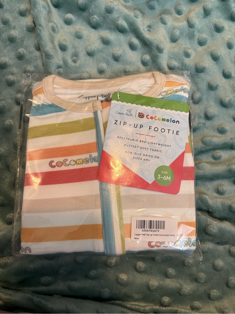Cocomelon Zip-Up Footie Pajamas - Multicolor Stripes (Size 3-6M)